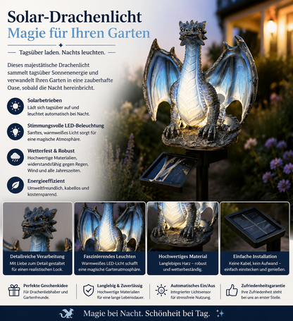 Solar Gartenfigur Drache mit LED-Licht – Wetterfest & Automatisch leuchtend