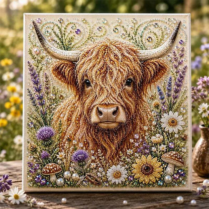 💐 DIY-Set „Highland Cow“ mit Perlenkunst – Entspannendes Bastelprojekt für atemberaubende Kunstwerke im Küstenstil 🦉