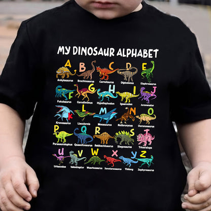 🦖Top-Angebot: 50 % Rabatt ✨ T-Shirt für Kinder mit Dinosaurier- und Alphabet-Motiv